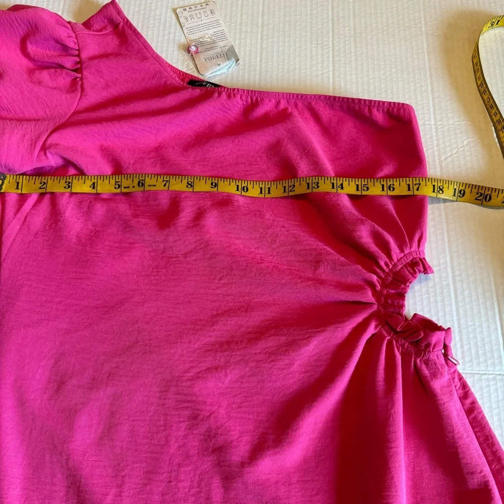 One shoulder puff sleeve cocktail dress size medium - Picture 3 of 5